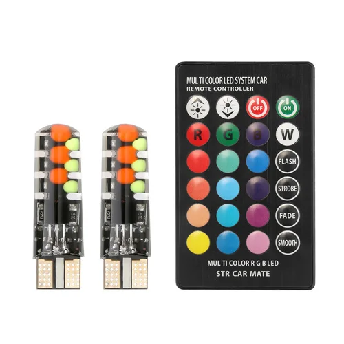 2 шт. 18 SMD RGB T10 194 168 W5W LED пульт дистанционного управления автомобильный купольный свет для чтения автомобилей клиновидная лампа светодиодный фонарик - Испускаемый цвет: 1 set rgb light
