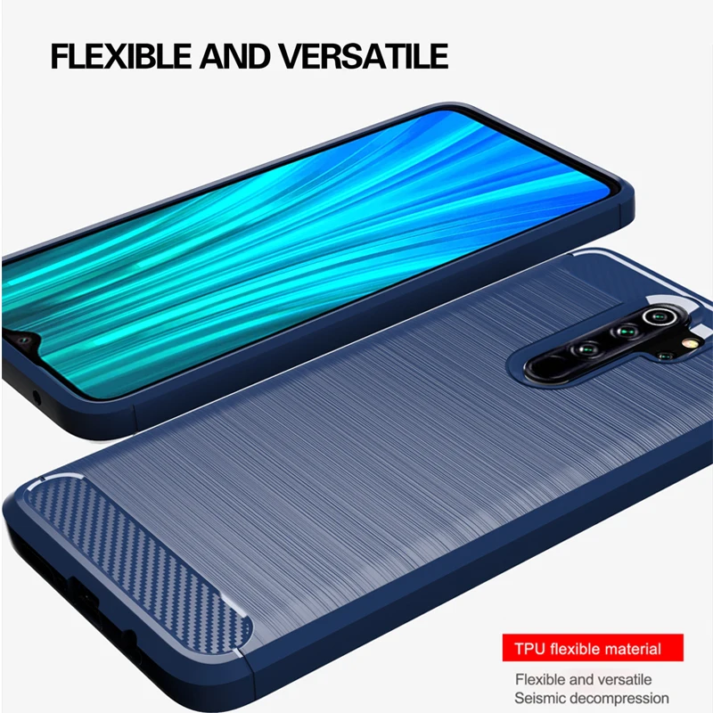Силиконовый чехол для Xiaomi Redmi Note 8 Pro бампер из карбона мягкий телефона xiaomi