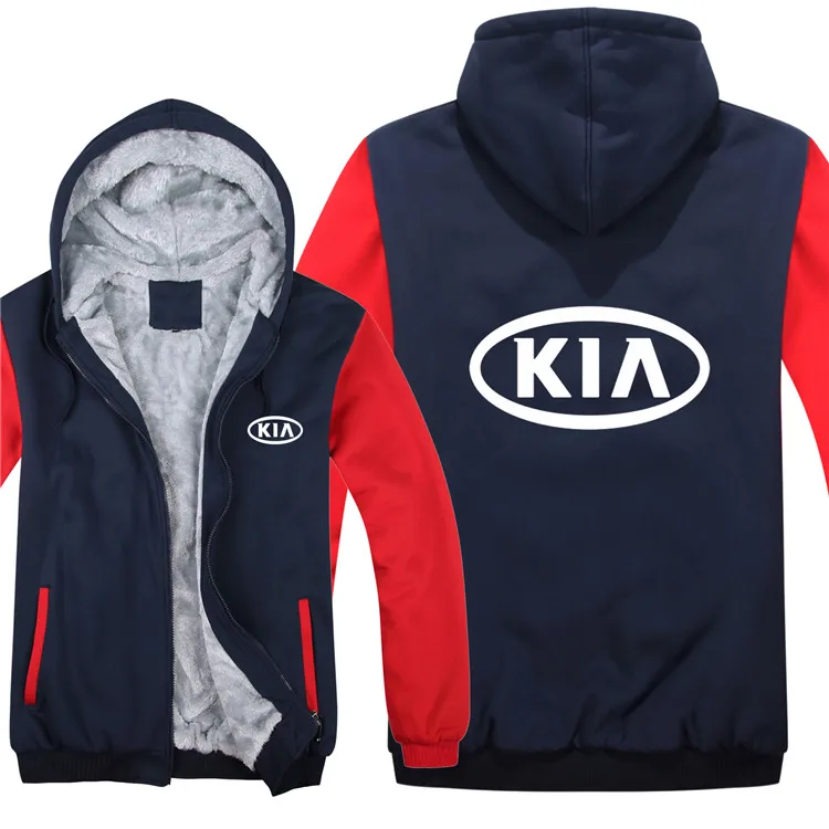 Толстовки KIA с капюшоном, куртка, зимний пуловер для мужчин, унисекс, утепленная шерстяная подкладка, флисовое мужское пальто, толстовки KIA - Цвет: as picture