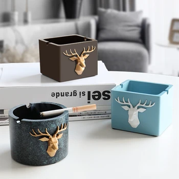 

Resin 3D Deer Head Ashtray Creative Home Living Room Office Portable Animal Ashtrays Decorative Ornaments Gifts For Friends