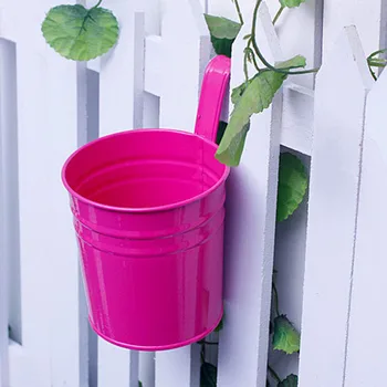 

Balcony Flower Pots Bucket Holder Iron Home Decor Round Container 10PCS