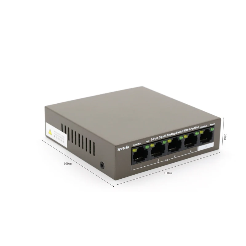 Сетевой коммутатор Tenda TEG1105P 4 63W Gigabit ethernet 5*10/100 Мбит/с порт RJ45 10 Гбит/с|Сетевые