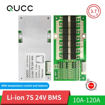 

Qucc BMS 7S 24V Lithium Battery Protection Board Energy Storage Street Lamp 18650 Balancer 3.7V 15A 20A 30A 40A 60A