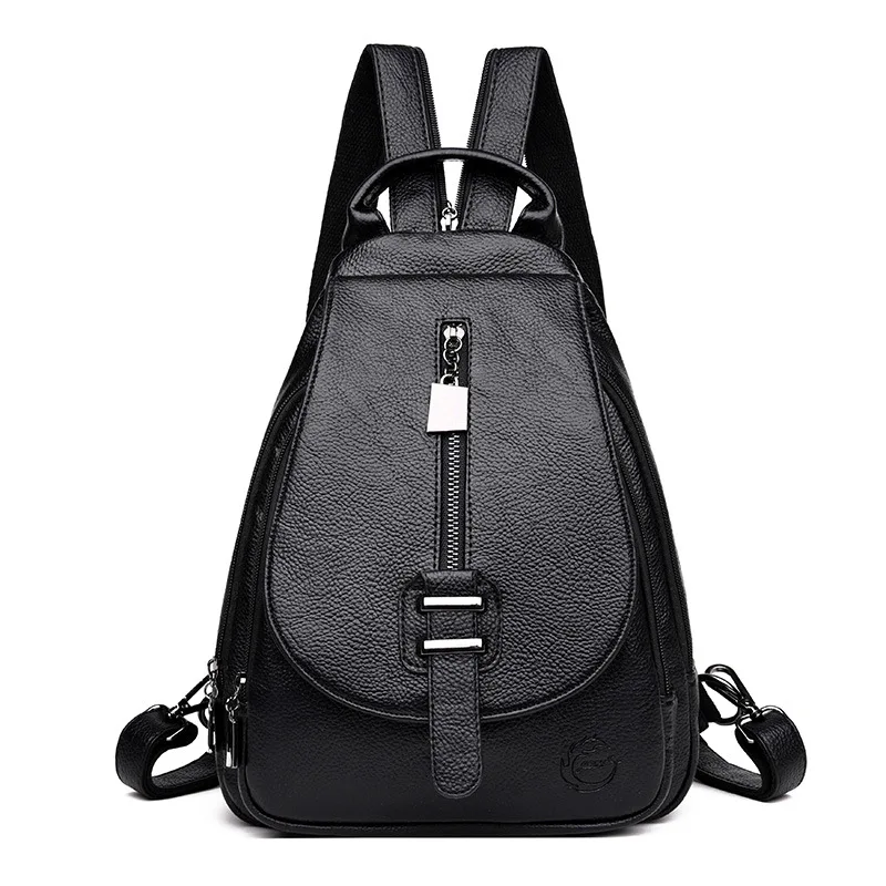 

Backpack Women's 2018 Autumn And Winter New Style Versitile Fashion Soft Leather Cool Large-Volume Anti-theft Backpack Multi-Pur
