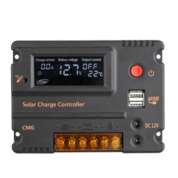 

20A PWM Solar Charge Controller Solar Panel Battery Regulator Auto Switch CMG Temperature Compensation 12V/24V CMG