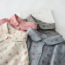 Романтический цветочный принт хлопчатобумажная пряжа мягкая длинный рукав деревенский цветочный принт Женская рубашка блузка