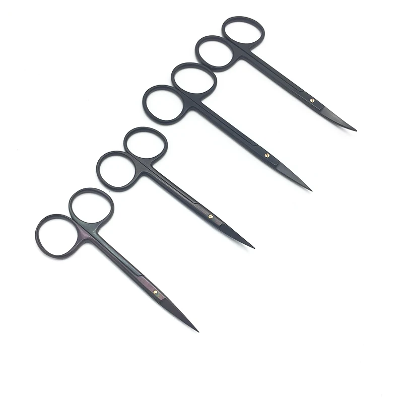 

Eye scissors tungsten carbon steel porcelain PFM black handle dental Ophthalmic surgery scissors Double eyelid tool