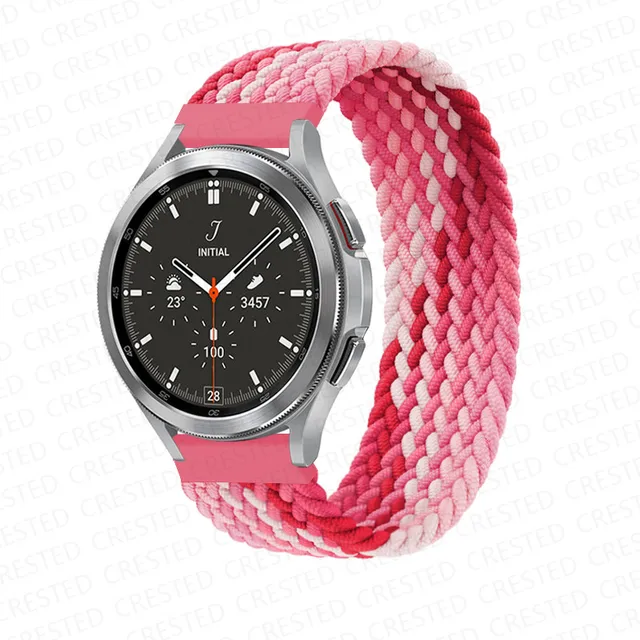 Braided Solo Loop band for Samsung Galaxy watch 4/classic/Active 2 Watchband 20mm 22mm Bracelet correa Amazfit GTS 2 mini strap Strawberry red