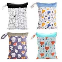 Happyflute mochila de fraldas para bebês, dupla, com zíper, mochila de fraldas de pano impermeável, bolsa molhada/seca para bebês, reutilizável