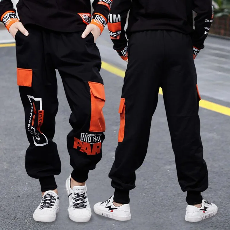 New Kids Boys Cargo Pants Teens Tactical Pants Children Big Pocket Baggy  Trousers Students Casual Sweatpants 4 5 6 8 11 12 14 Y