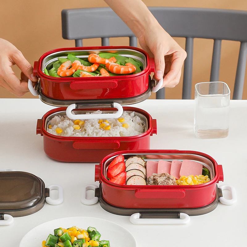 Бенто ланч бокс герметичные Нержавеющая сталь Коробки для обедов 2/3/4 Слои Еда