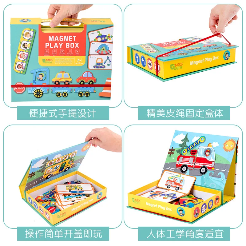 

New Style Environmentally Friendly Wood Creative Fun Joypin Early Childhood Educational Wooden Magnetic Jigsaw Puzzle