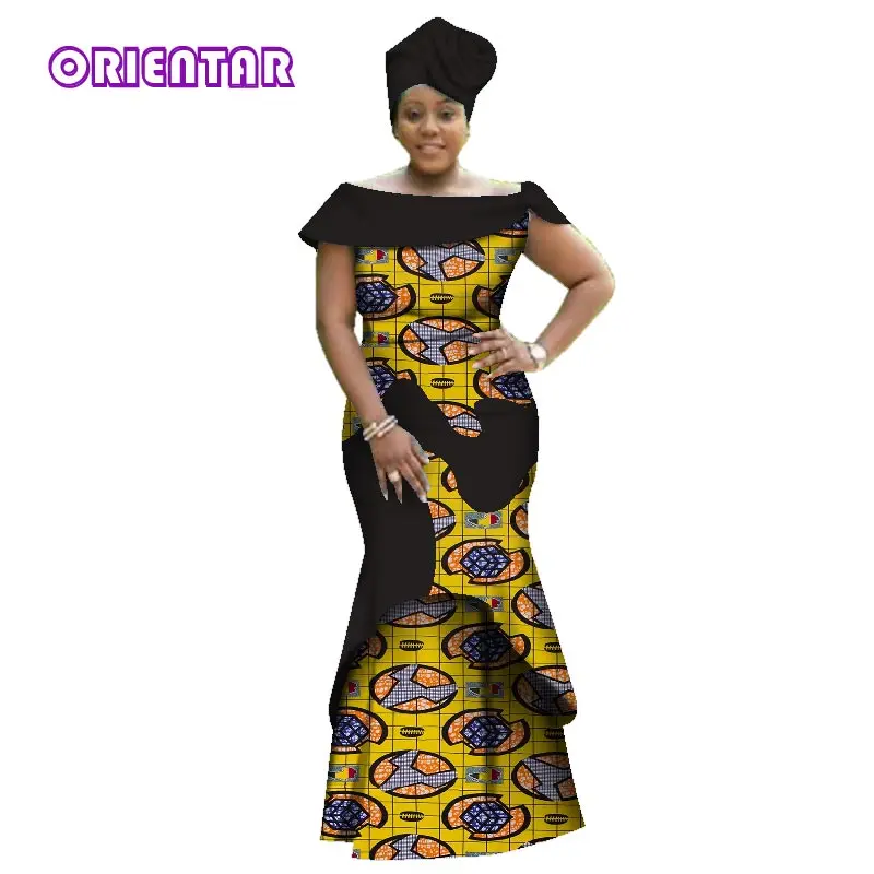 Модные африканские платья для женщин, Асимметричные Длинные вечерние платья, Африканский Базен Riche Robe Africaine Femme Dashiki WY2836