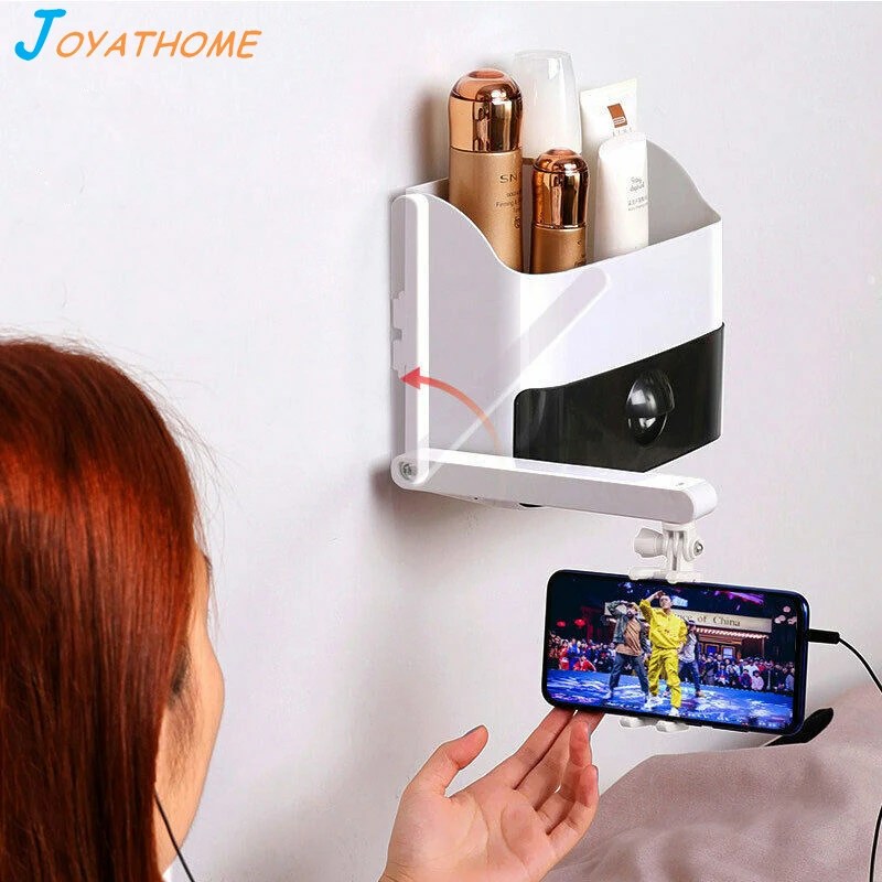 

Wall Storage Rack Multifunction Bedside Tidy Rack Organizer Storage Box Hanging Basket with Mobile Phone Holder Shelf Organizer