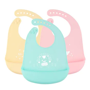 

Baby Bibs Food grade silicone Baby Newborn Cartoon Aprons Waterproof lunch Saliva Towel Adjustable Baby Bibs