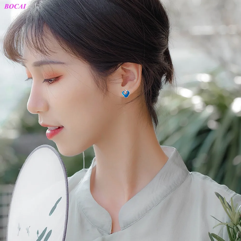 Серебряные восстанавливающие древние способы женские модные синие серьги xiangyun