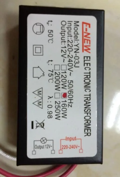 Wholesale&retail kov 160W 220V halový lehký elektronická transformátor LED ovladač energie poskytnout konvertor 500pcs