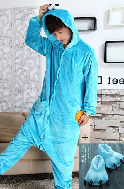 kolf Vervallen flexibel Blauw Cookie Monster Rode Sesamstraat Elmo Onesies Animal Cosplay Kostuum Pyjama  Volwassenen Een Stuk Pyjama Hooded Nachtkleding - AliExpress