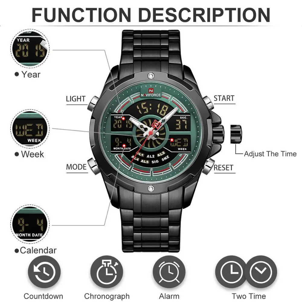 NAVIFORCE Mens Quartz Watches Top Luxury Brand Waterproof Business Man Watch Military Army Fashion Male Clock Relogio Masculino