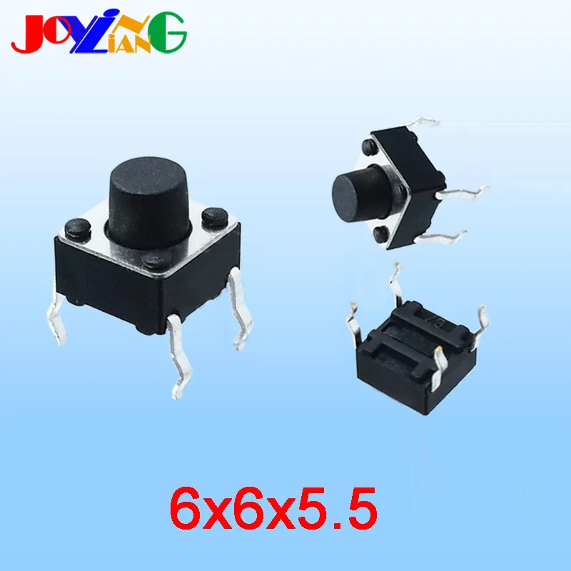 

JOYING LIANG Black 6*6*5.5MM Four-legged MINI Switch 4-foot Push Button Switch 6x6x5.5mm Copper Feet