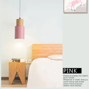 

Nordic simple Wood Pendant Lights led hang lamp Colorful Aluminum fixture Kitchen Island bar hotel home decor E27