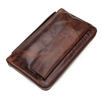 

Long Wallet Male Crazy Cow Genuine Leather Men's Wallets for Credit Card Holder Clutch Male bags Coin Purse Men Genuine leather