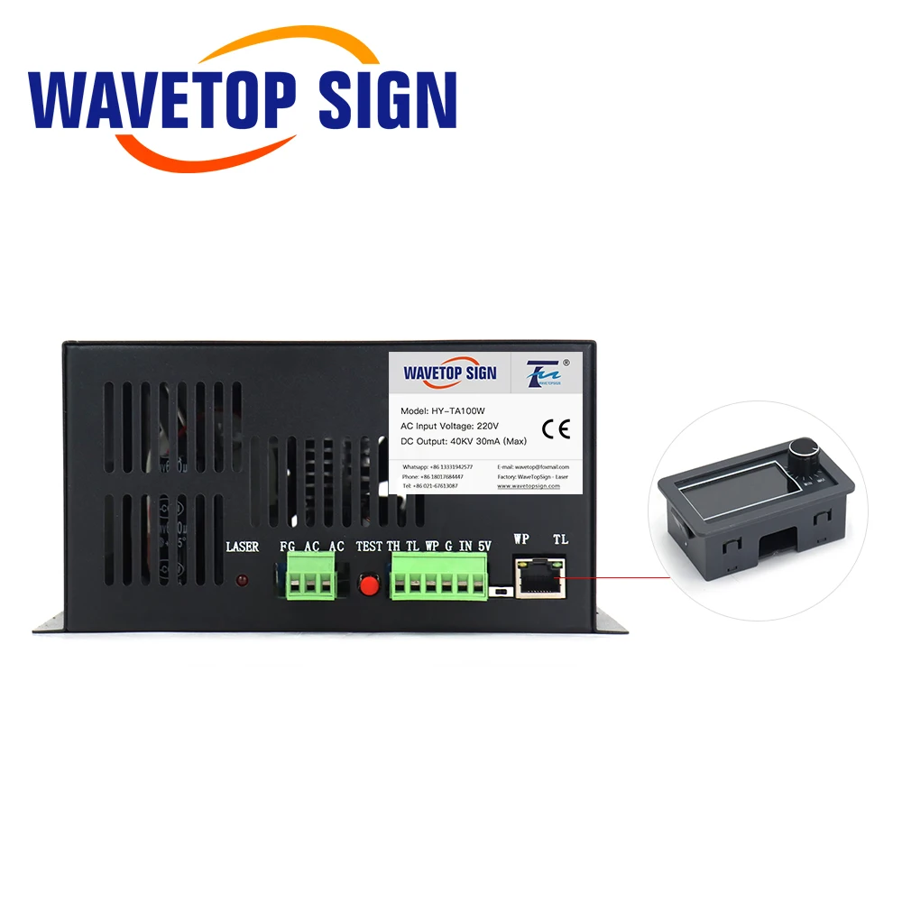 WaveTopSign CO2 레이저 전원 공급 장치 HY-TA100, CO2 레이저 조각 및 절단기, 장기 보증, 100W