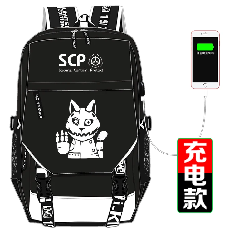 Style 9 SCP безопасный защищающий USB рюкзак, школьная сумка для женщин и мужчин, дорожные сумки для косплея, детей, подростков, студентов, школьные сумки, сумка для книг, подарок - Цвет: Style 9