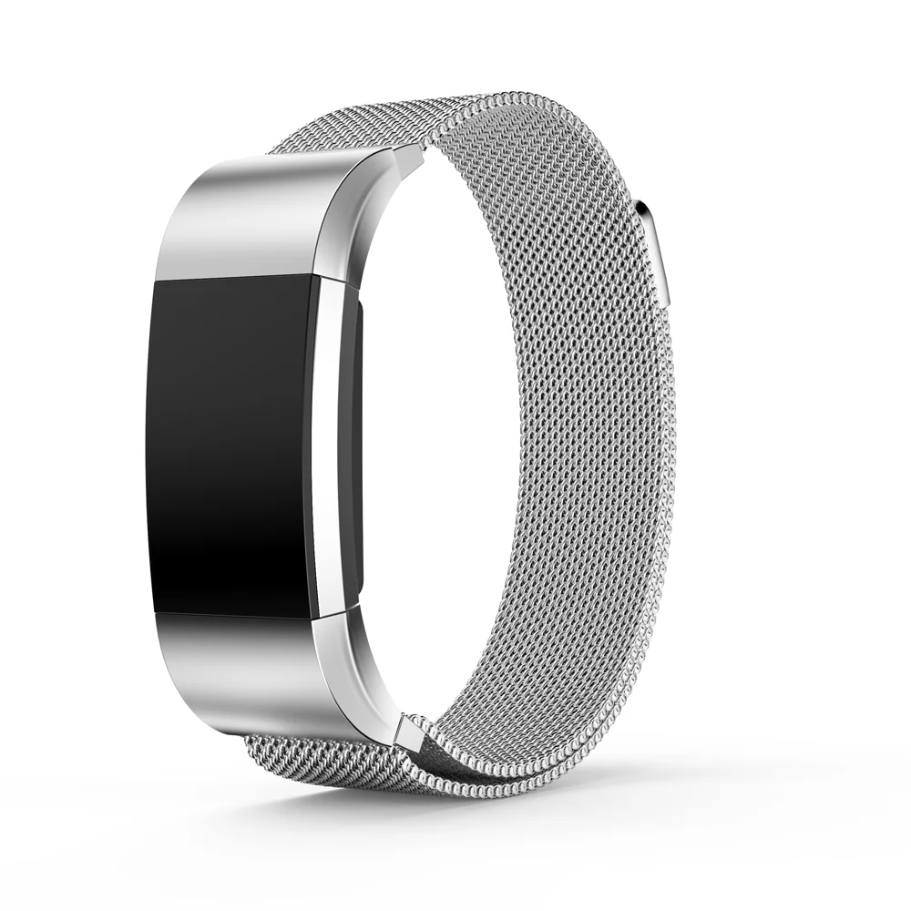 Sliver Браслет из нержавеющей стали с металлическим ремешком, для браслета Fitbit charge 2, Миланская петля, магнитный ремешок для Fitbit charge 3, умный Браслет для наручного ремешка - Цвет: Sliver