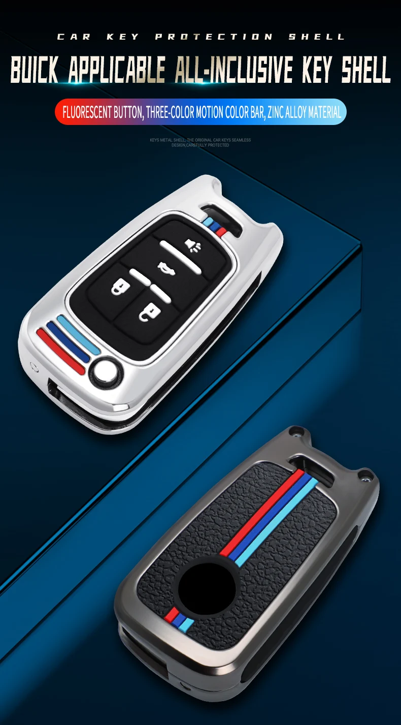 Custodia in lega di zinco per auto custodia per telecomando portachiavi per Chevrolet Cruze Malibu Camaro Impala Equinox Trax GMC Buick Chevy - H096e0925ccab474b955152598e1384f6c