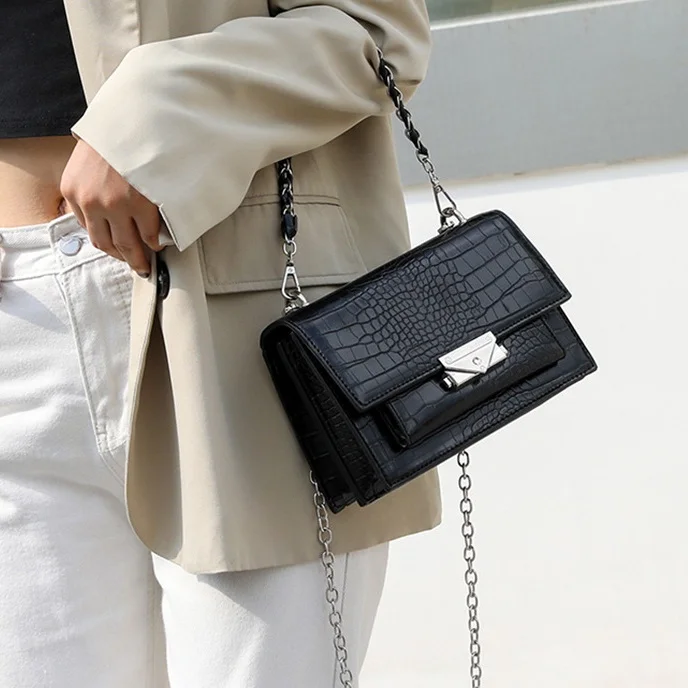 Crocodile Pattern mini Crossbody Bags For Women 2021 Chain Small Bag PU Leather Hand Ladies Designer Shoulder Handbag | Багаж и сумки