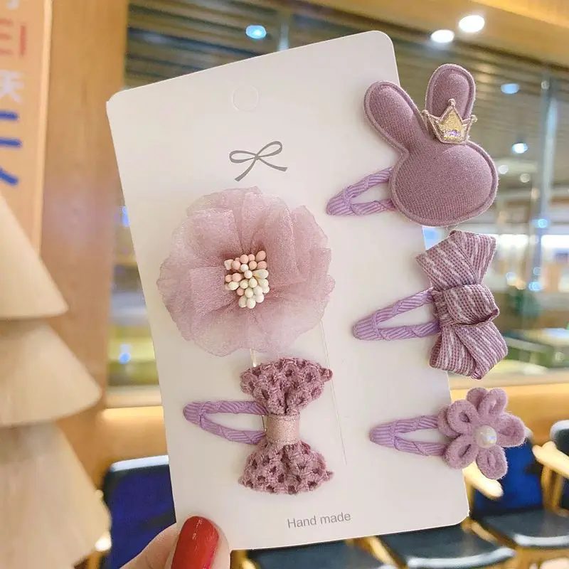 Girls Hair Accessories 5/6pcs/Set Hair Clips for Girls Baby Cute Cartoon Animal Kids Hairpins Flower Barrettes Headdress