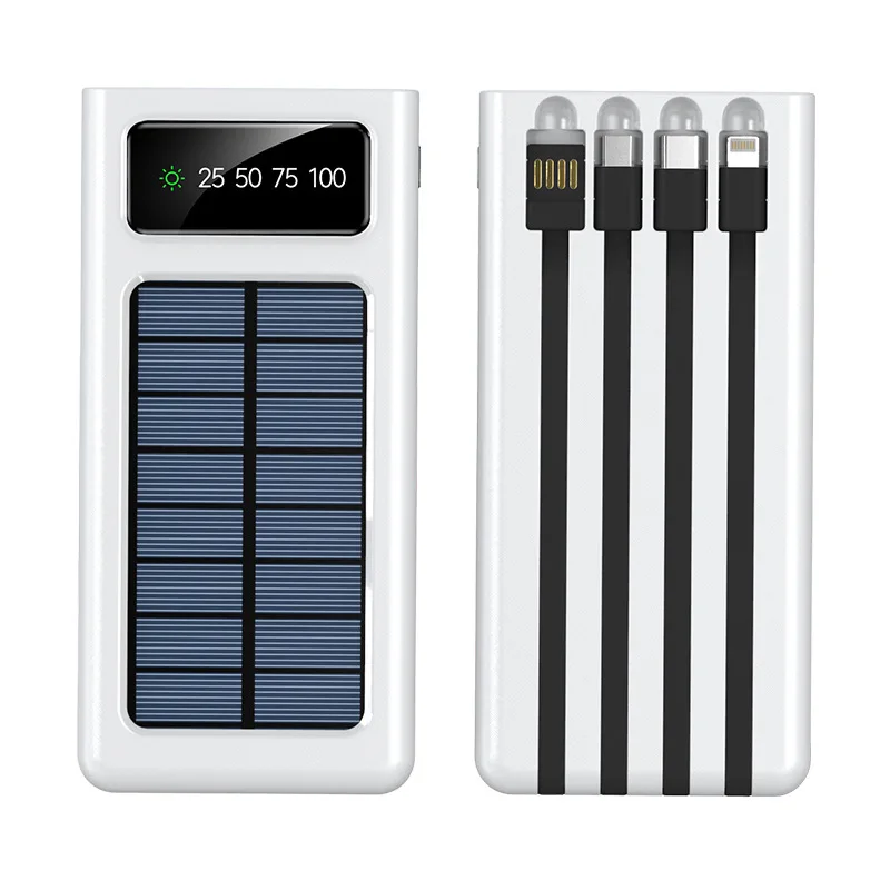 Solar Power Bank 20000mAh With Its Own Charging Cable Outdoor Powerbank External Battery Portable Charger Auxiliary Battery charmast Power Bank