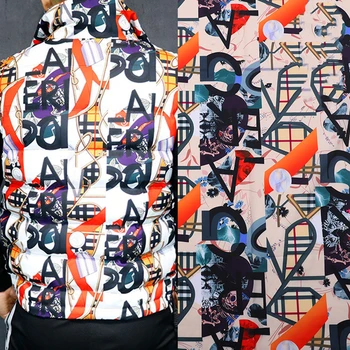 

100cm*150cm 400T high-elastic cotton spring-spun printed polyester fabric down jacket designer DIY sewing fabric wholesale