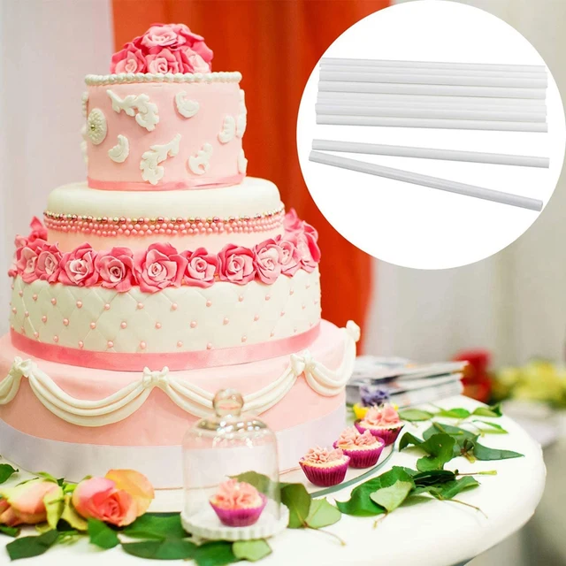 50 Pieces Plastic White Cake Dowel Rods for Tiered Cake Construction and Stacking (0.4 Inch Diameter 9.5 Inch Length) 2