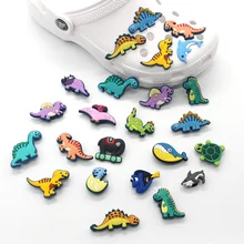 

1pc Cartoon Dinosaur Animal Shoe Charms Buckle For Clogs Garden Sandals Croc jibz Shoe Ornament Accessorie Kid Party X-mas Gift