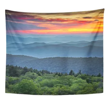 

Blue Ridge Parkway Scenic Landscape Appalachian Mountains Ridges Sunset Home Decor Tapestry Wall Hanging for Living Room Bedroom