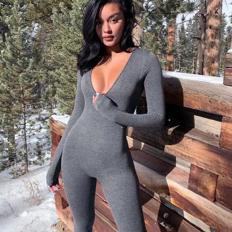 grey bodycon jumpsuit