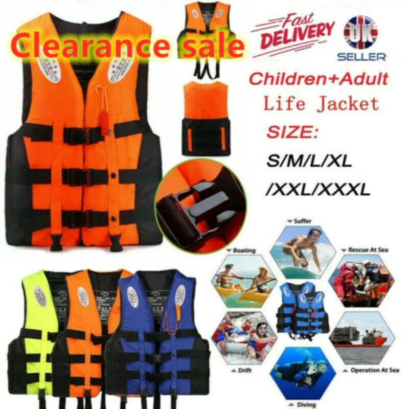 Adult Kids Life Jacket Kayak Ski Buoyancy Aid Vest Sailing Watersport S-XXL 