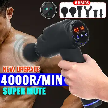 

LCD Display Massage Guns Electric Muscle Massager 6 Massage Heads 20 Gear Therapy Fascia Deep Vibration Fitness Tissue Massager