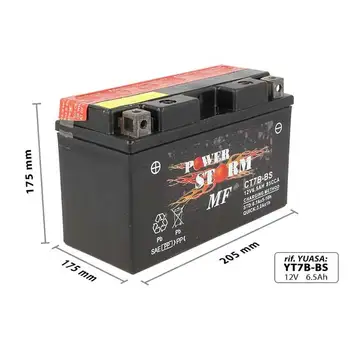 

POWER STORM CT7B-BS motorcycle battery AGM CT7B-BS YT7B-BS 12V 6,5Ah