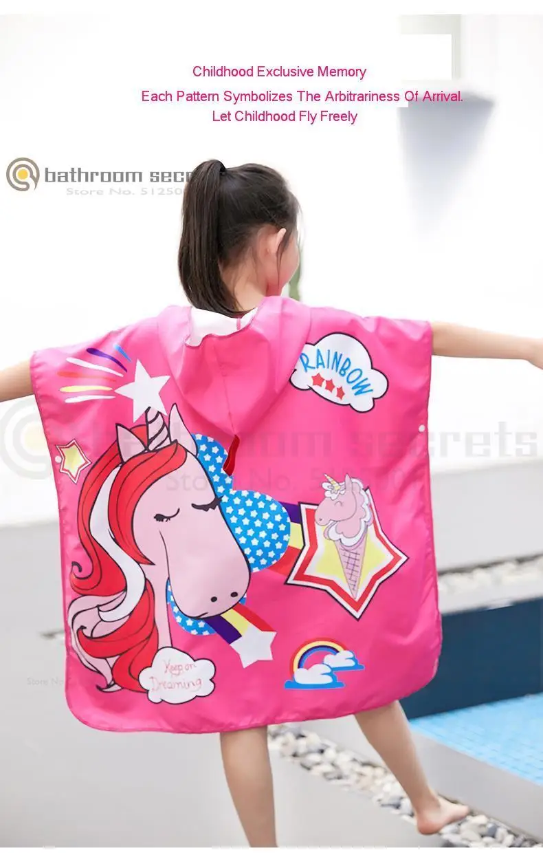 Children's Bath Towel Girls Quick-drying Towel Cloak Hooded Boys Absorbent Bathrobe Sunscreen Anti-cold Beach Towel To Wear