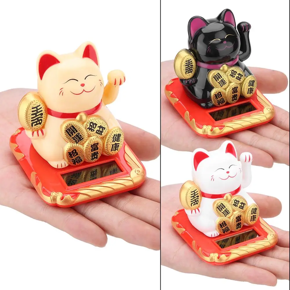 Maneki Neko на солнечных батареях, радушный Кот, удача для дома, автомобиля, отеля, ресторана, Декор, ремесло, модная новинка, черный/белый кот