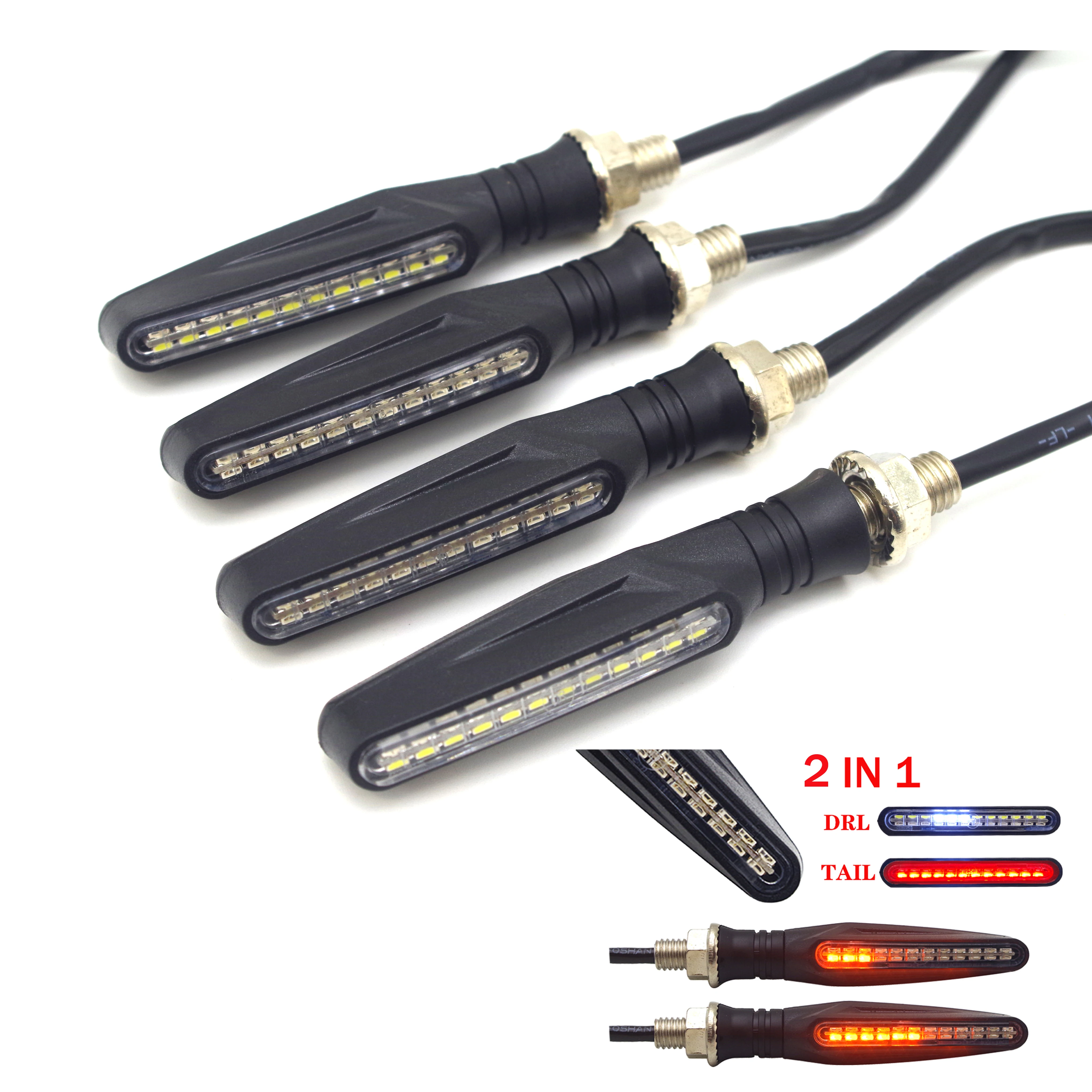 

For kawasaki zzr 600 cbf 1000 v strom 650 st 1300 Flowing motorcycle turn signal lights LED Amber Indcator Lamp Blinker Flasher