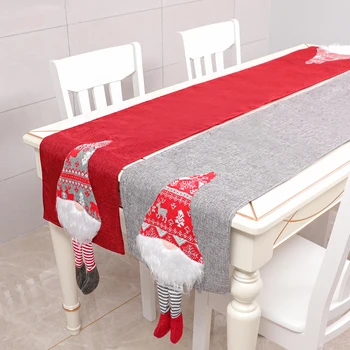 

Cartoon Faceless Doll Christmas Table Flag Linen Tablecloth Table-Runner New Year Dinner Table Decor Home Christmas Decorations