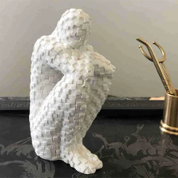 

Newly Mosaic Human Shaped Sculpture Black White Sculpture Resin Sculpture Ornaments for Home Living Room Decoration TE88