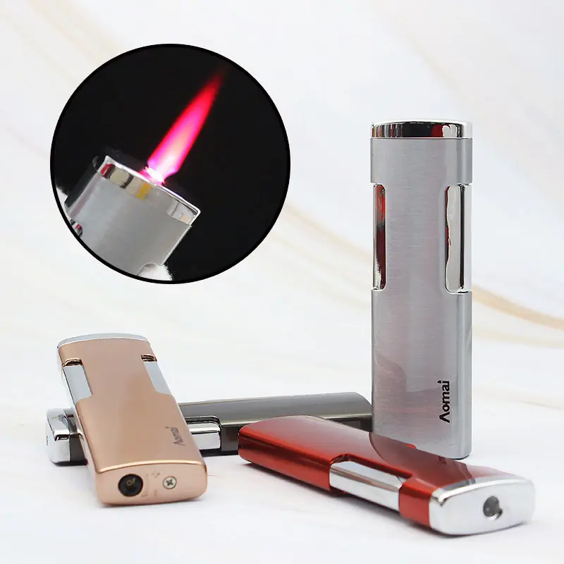 

Gas Lighter Flat Metal Lighters Ultra-thin Inflatable Windproof Lighter Portable Creative Personality Cigar Butane Lighters