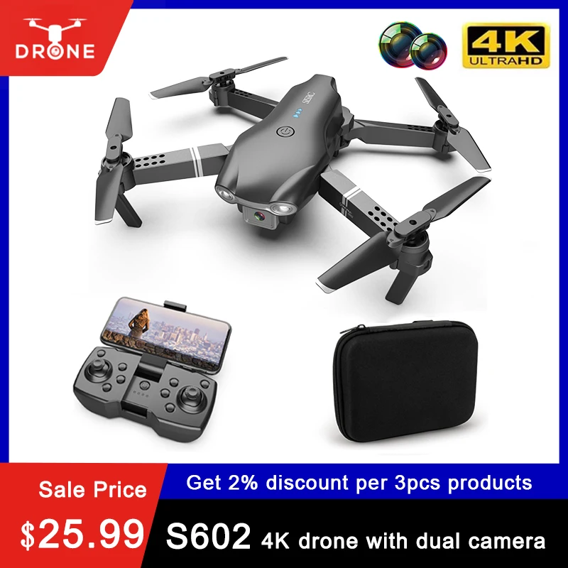 

S602 RC Drone with 4K HD Dual Camera Professional Aerial Photography WIFI FPV Foldable RC Quadcopter Height Hold Mini Dron Toys