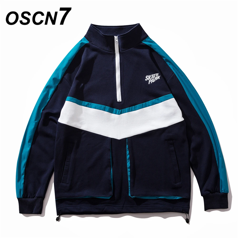 

OSCN7 High Street Casual Pocket Design Loose Sweatshirt Men 2019 Fall Fashion Streetwear Harajuku Oversize Sweatshirt Mens 1819