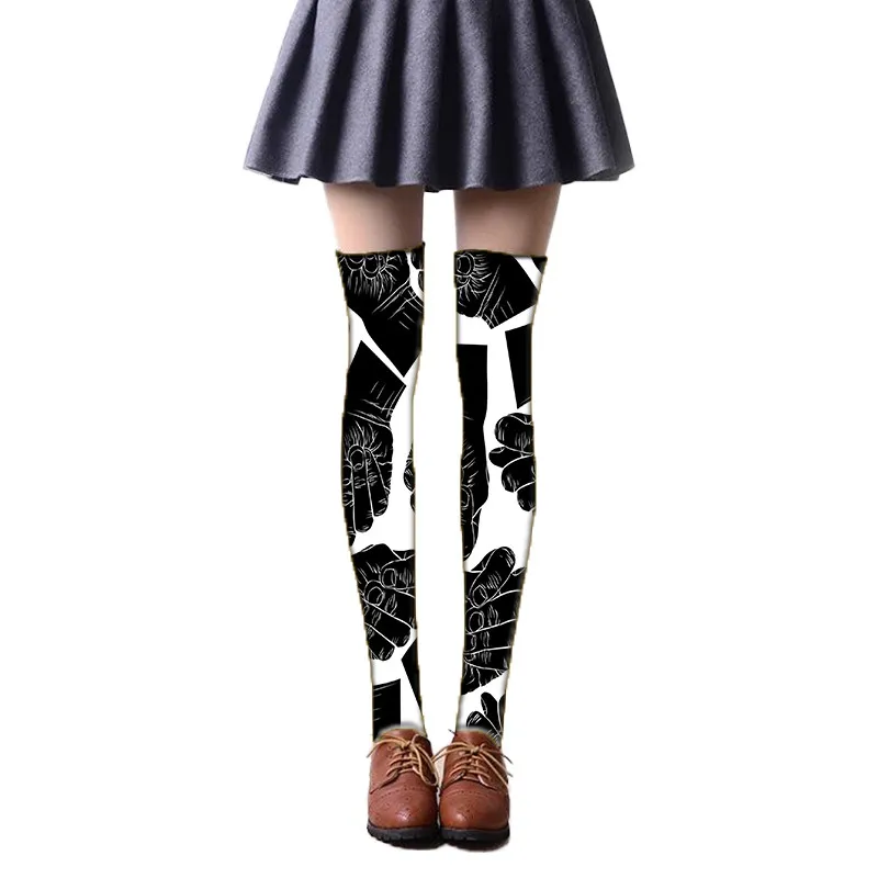 

Fashion Women's Stocking Harajuku Colorful Cartoon Cute Funny 3D Printed Funny Knee long stocking for Female 5SW46